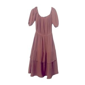 Monet Brown Waffle Material Dress in Caramel Color